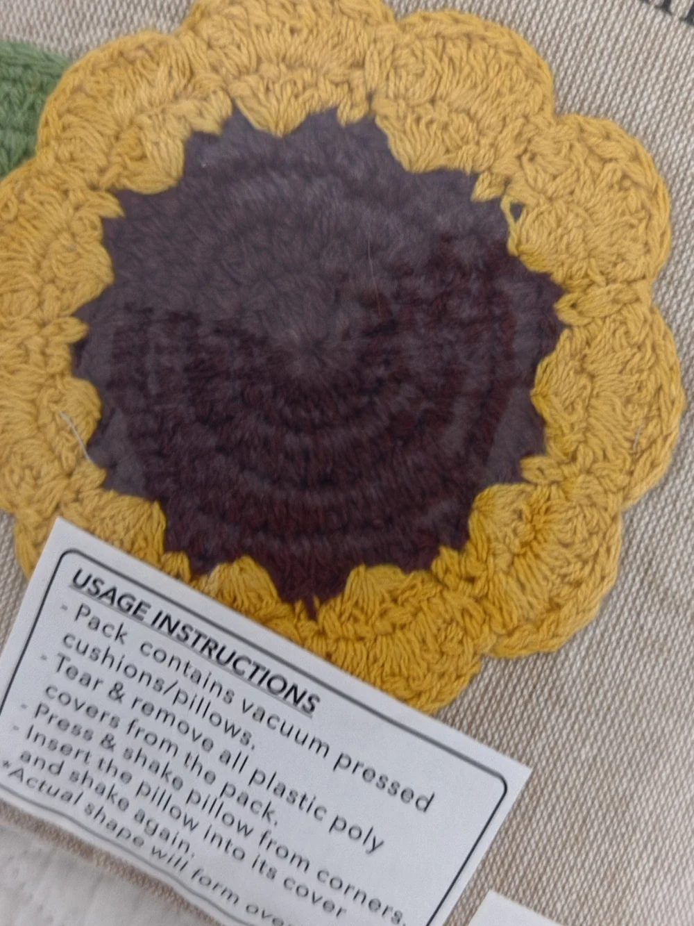 Mud Pie 8x8 Set Of 3 Crochet Pillow Set